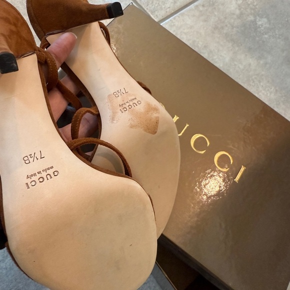NWT vintage Gucci Bamboo brown suede strap heel sandal (size 7.5) - Picture 5 of 6